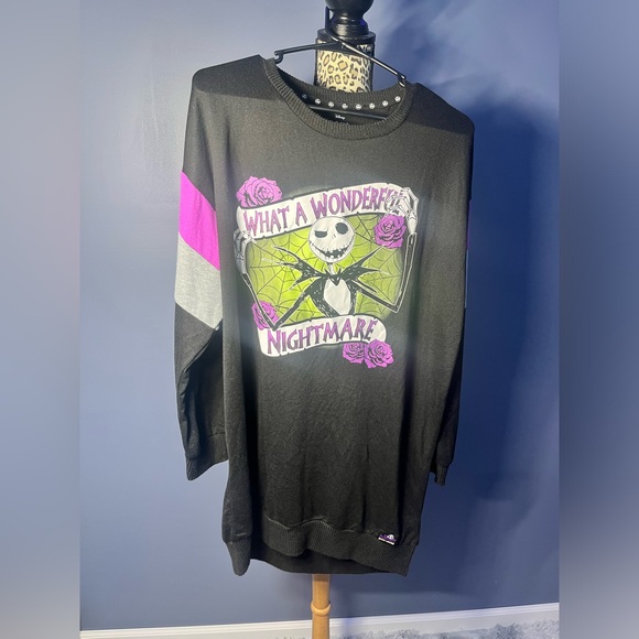 Disney Nightmare Before Christmas Long Sleeve Shirt Dress Sleepwear Size Large - Picture 1 of 7